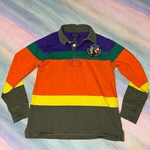 Polo Ralph Lauren kids M Multi Voyager Colorblock Stripe Classic Rugby Shirt